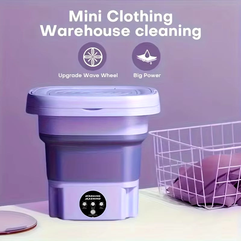 8L Small Folding Washing Machine Portable Washing Machine Automatic Modes Laundry Clothes Laundry Bucket Washing Machine